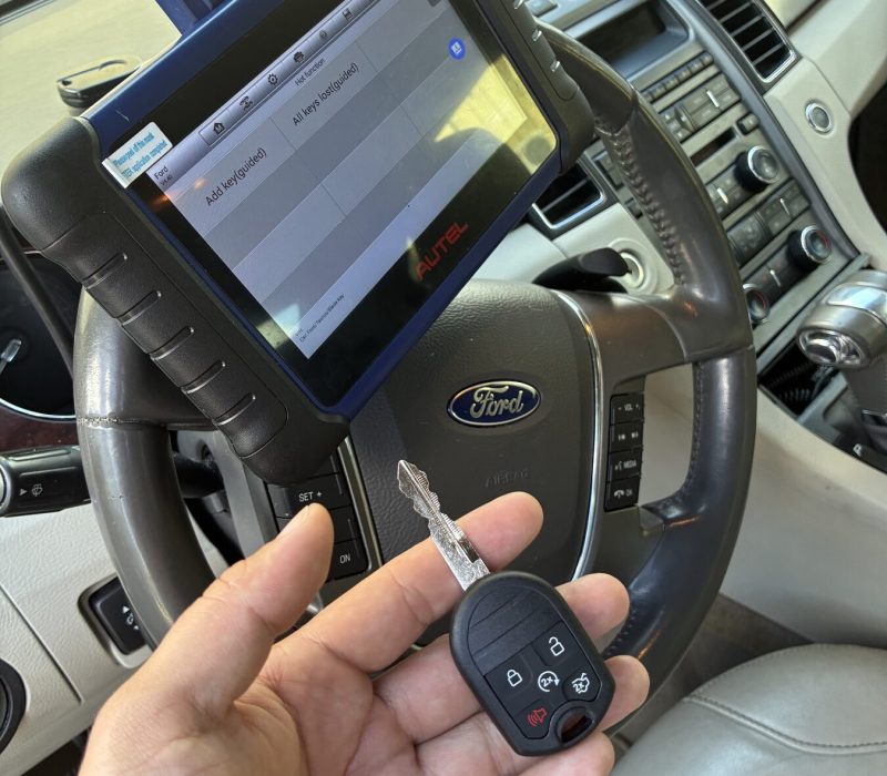 Ford key being programmed with a professional diagnostic tablet