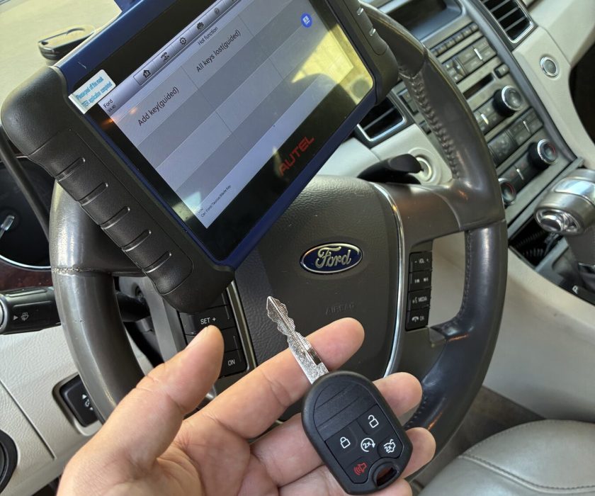 Ford key being programmed with a professional diagnostic tablet