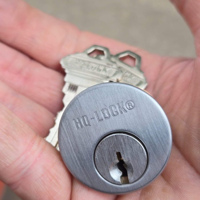 Rim cylinder and new key after a residential rekey