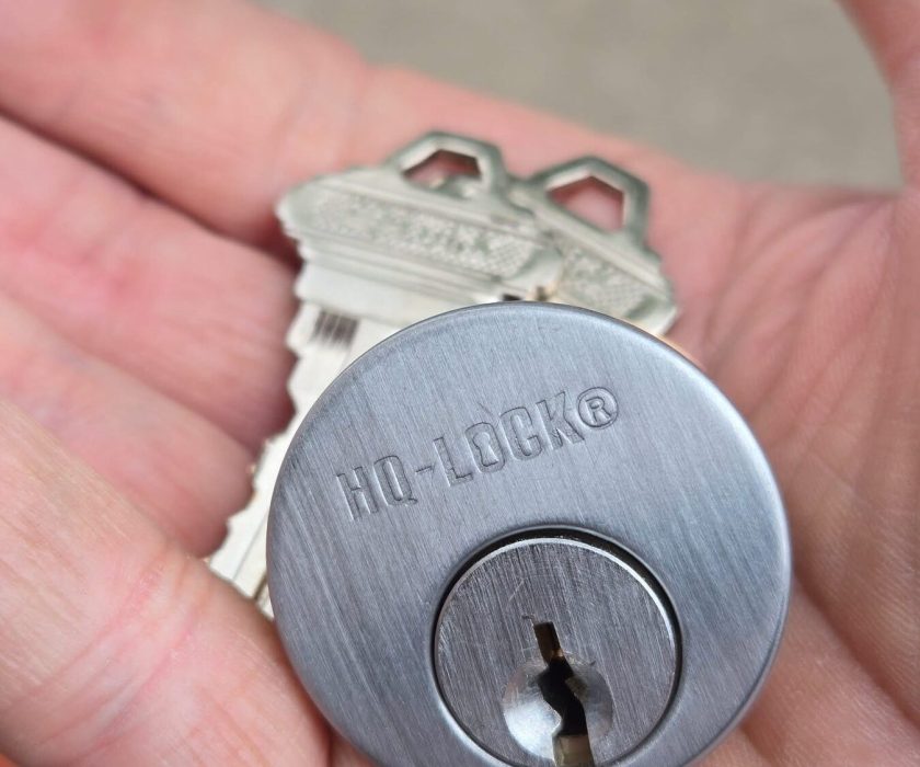 Rim cylinder and new key after a residential rekey